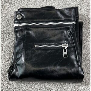 Zara Faux Leather Pants Solid Black Zipper Casual Goth‎ Womens Small 30x32